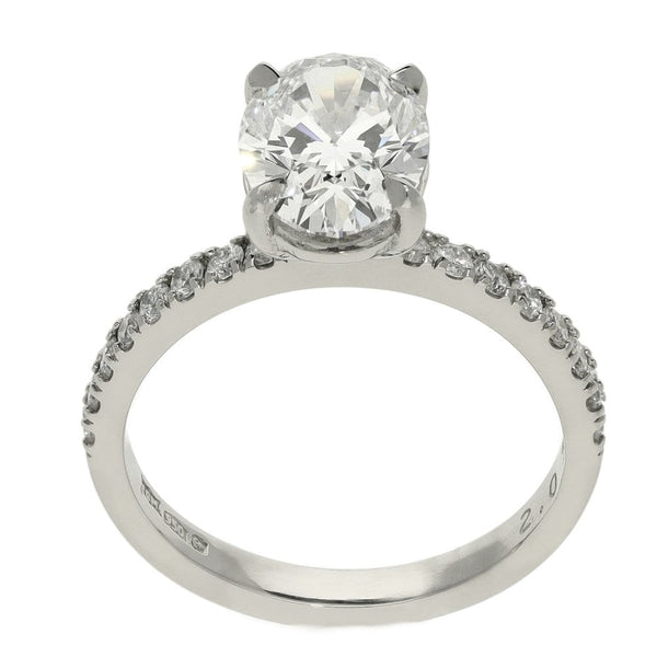 2.05ct Platinum Certified Oval Diamond Engagement Ring - D/VS2