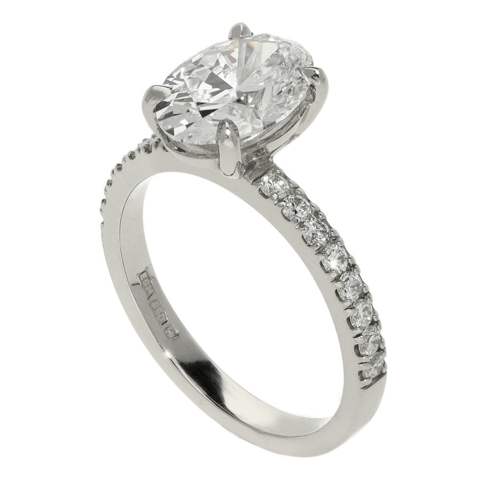 2.05ct Platinum Certified Oval Diamond Engagement Ring - D/VS2
