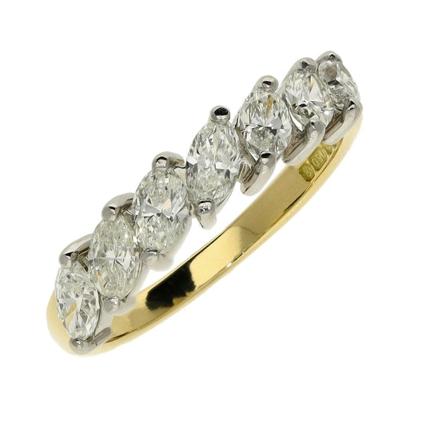 Ladies 18ct Yellow Gold Marquise Diamond Eternity Ring - 0.91ct