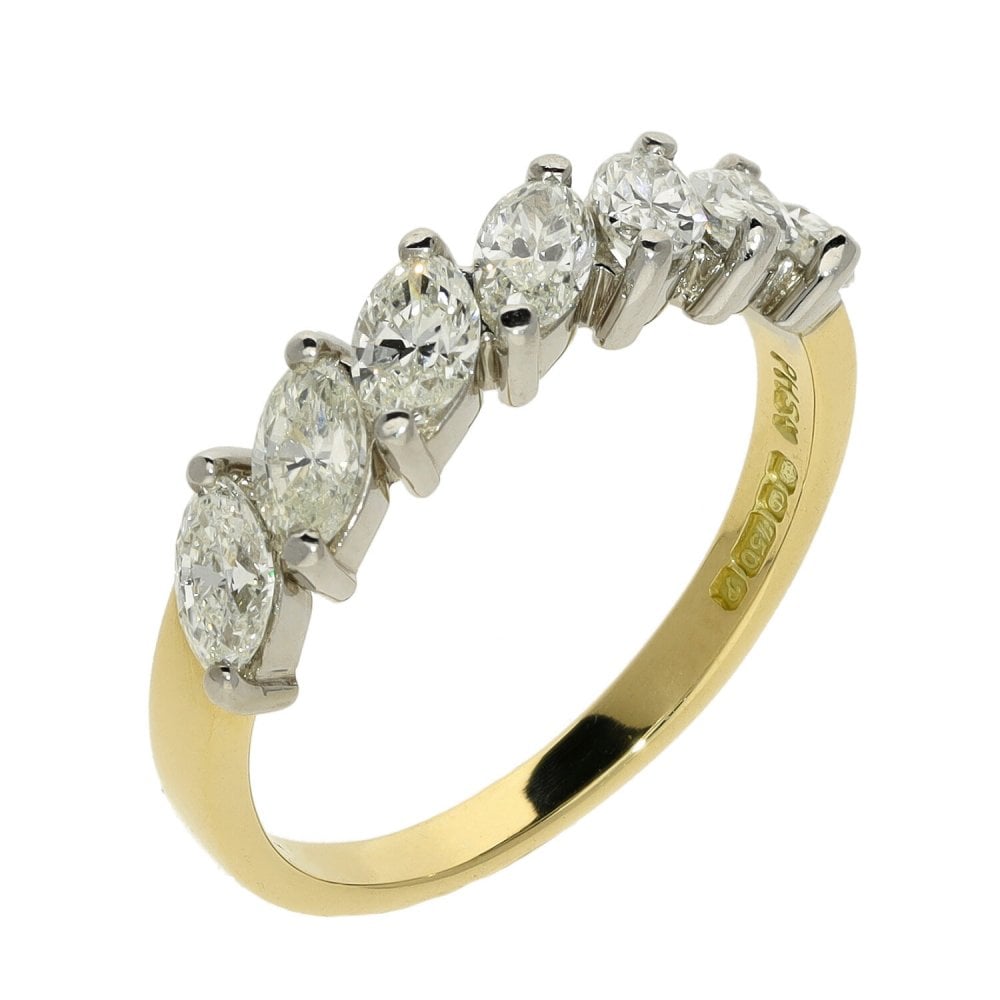 Ladies 18ct Yellow Gold Marquise Diamond Eternity Ring - 0.91ct