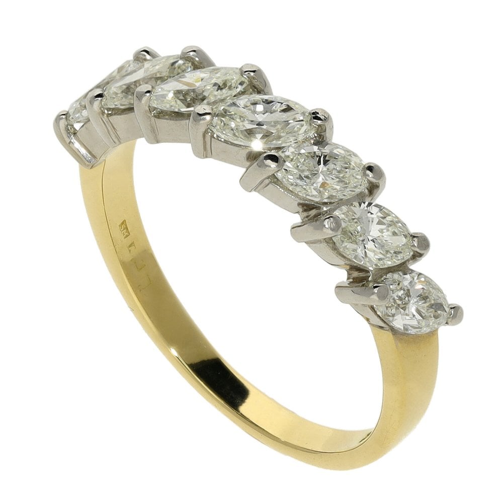 Ladies 18ct Yellow Gold Marquise Diamond Eternity Ring - 0.91ct