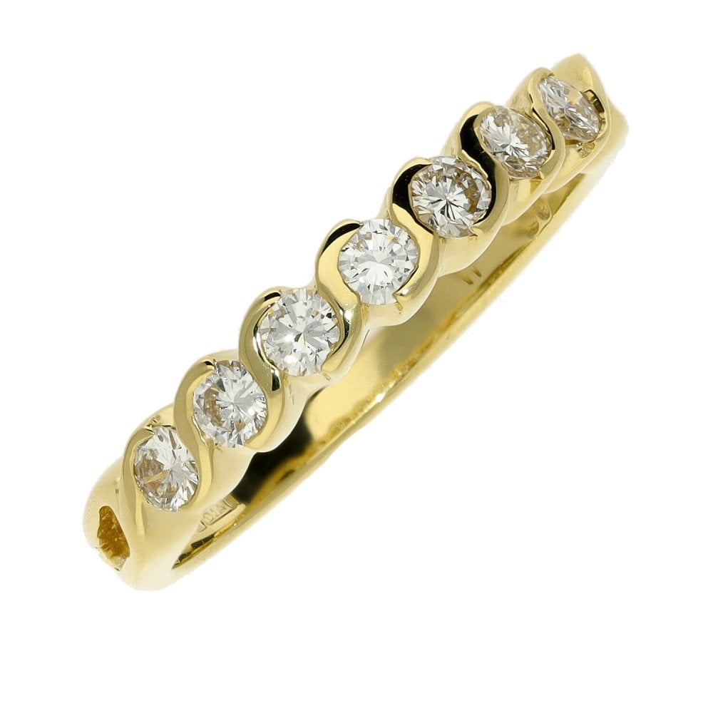 Ladies 18ct Yellow Gold Diamond Half Eternity Ring - 0.50ct