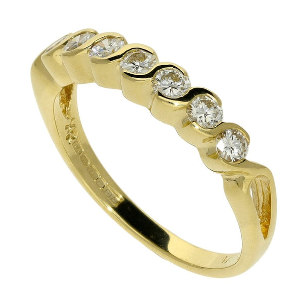 Ladies 18ct Yellow Gold Diamond Half Eternity Ring - 0.50ct
