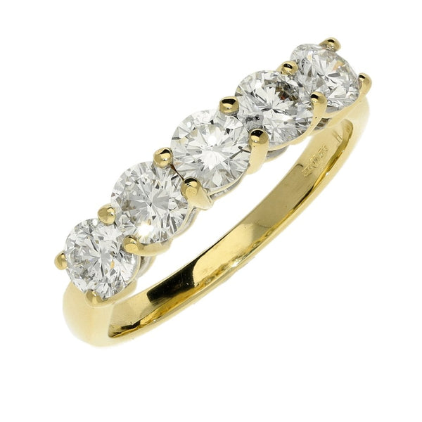 Ladies 18ct Yellow Gold Diamond Half Eternity Ring - 1.50ct