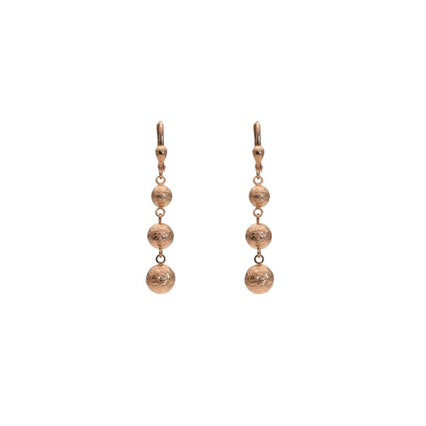 Ladies 9ct Rose Gold Graduated Ball Drop Earrings