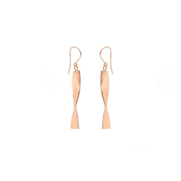 Ladies 9ct Rose Gold Twist Bar Drop Earrings