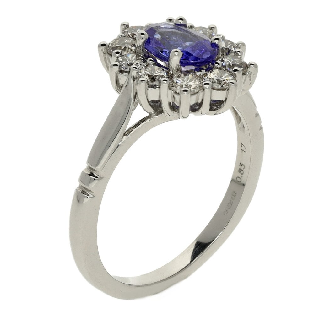 Ladies 9ct White Gold Diamond & Tanzanite Cluster Ring