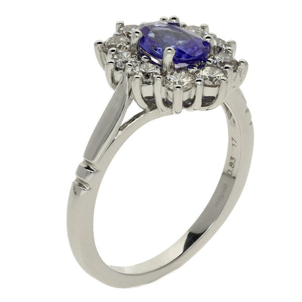 Ladies 9ct White Gold Diamond & Tanzanite Cluster Ring
