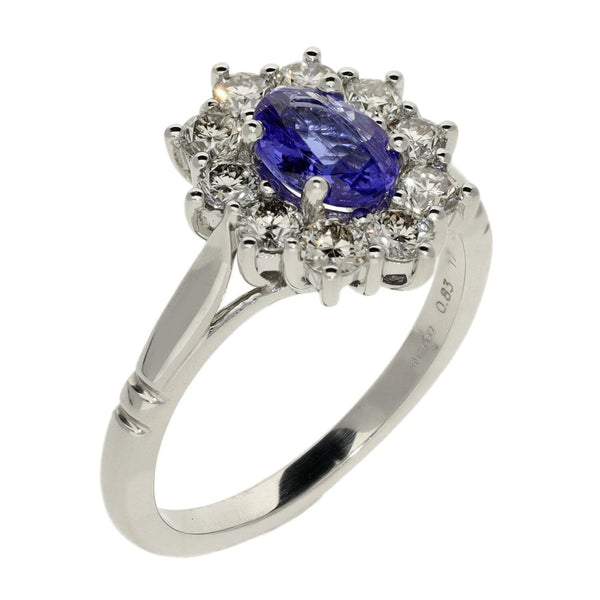 Ladies 9ct White Gold Diamond & Tanzanite Cluster Ring