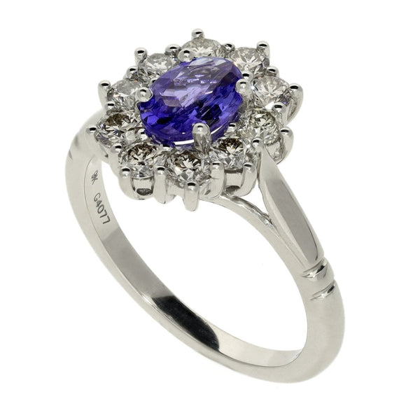 Ladies 9ct White Gold Diamond & Tanzanite Cluster Ring