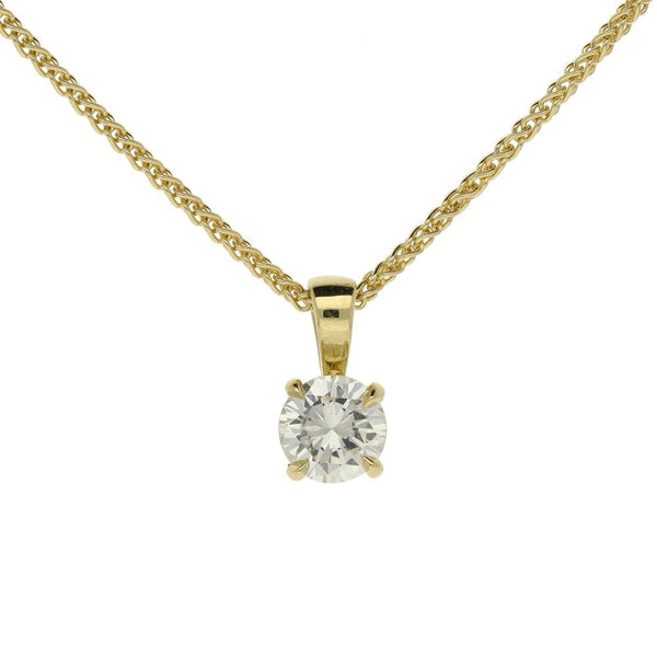 Ladies 9ct Yellow Gold 0.44ct Diamond Set Pendant & 18" Chain