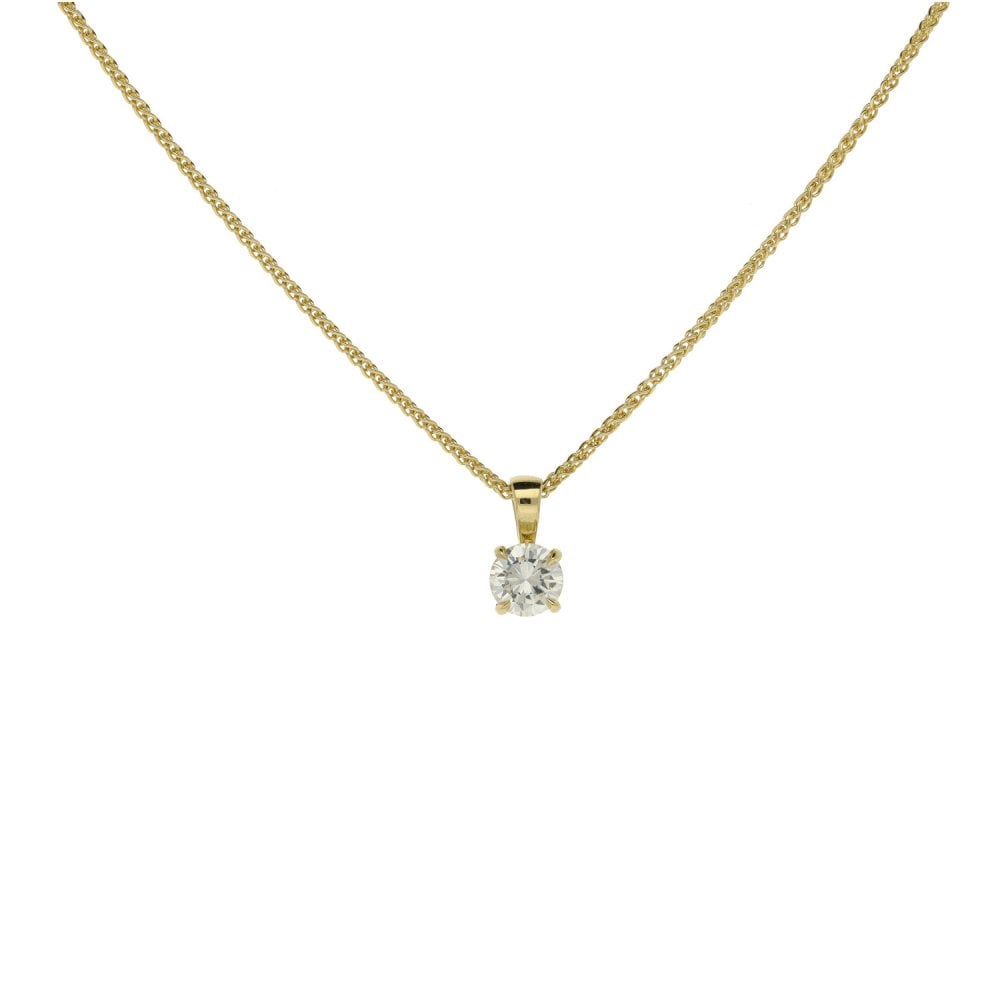 Ladies 9ct Yellow Gold 0.44ct Diamond Set Pendant & 18" Chain