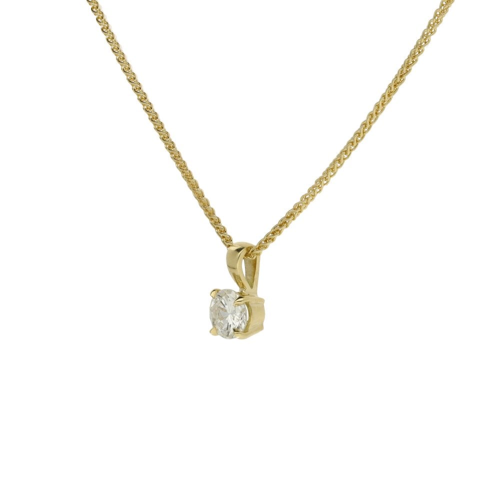 Ladies 9ct Yellow Gold 0.44ct Diamond Set Pendant & 18" Chain