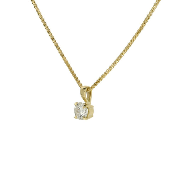 Ladies 9ct Yellow Gold 0.44ct Diamond Set Pendant & 18" Chain