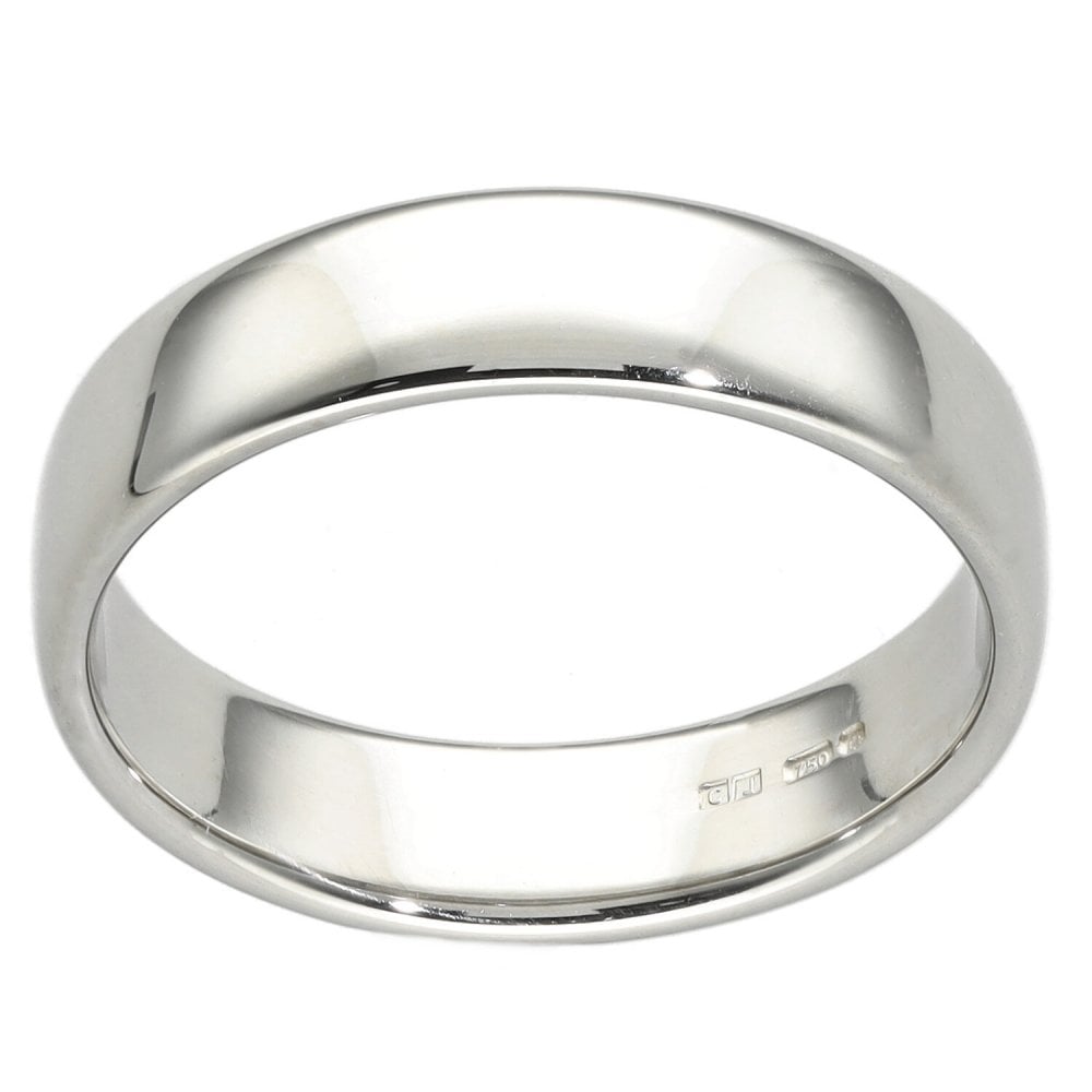 Ladies 18ct White Gold 5mm Wedding Band Ring - 5.8g - Size O