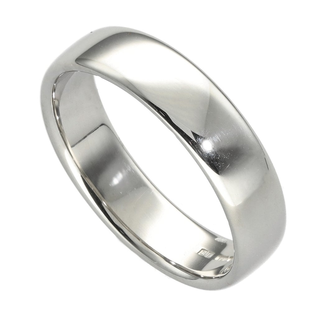 Ladies 18ct White Gold 5mm Wedding Band Ring - 5.8g - Size O