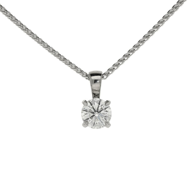 18ct White Gold Diamond Solitaire Pendant & Necklace - 0.53ct