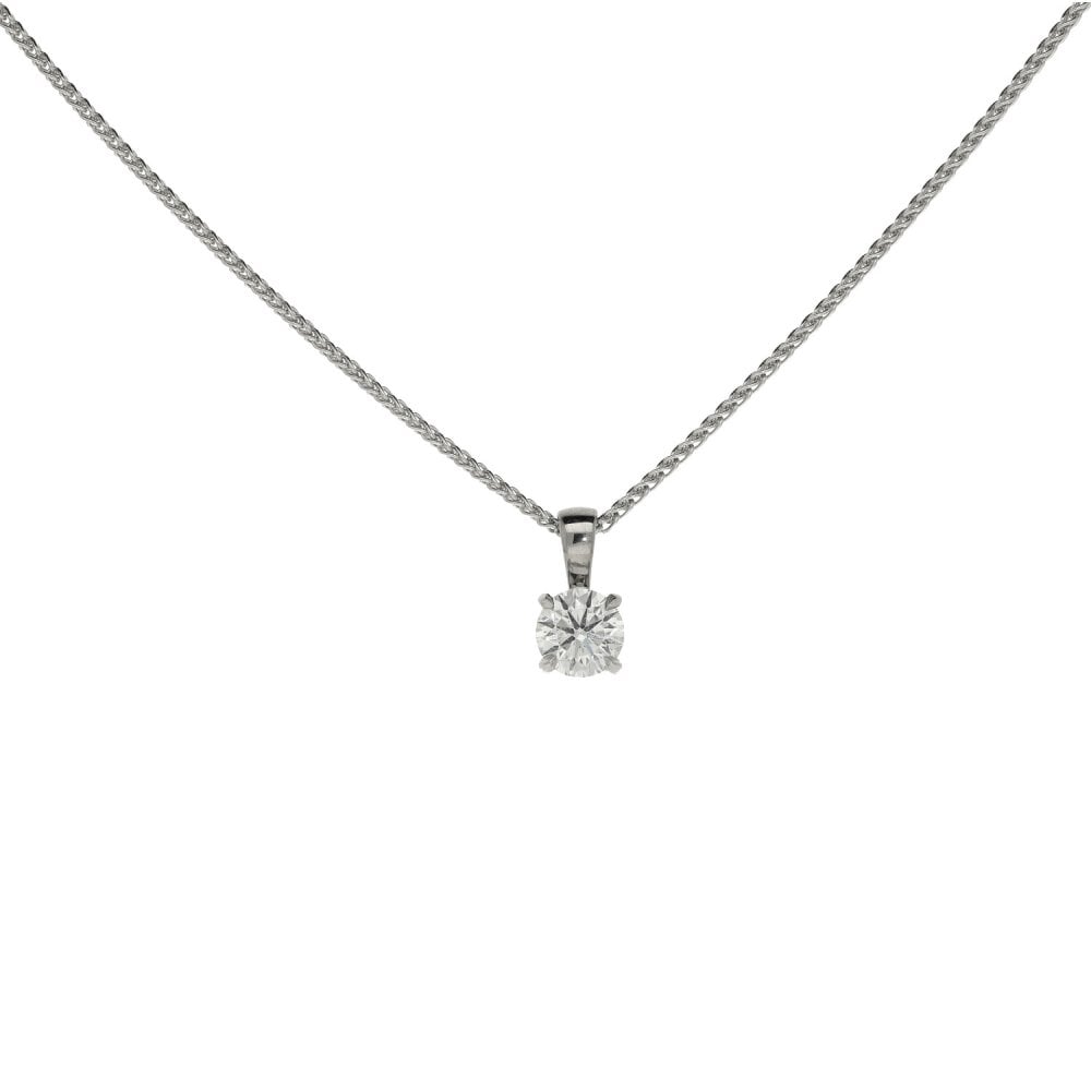 18ct White Gold Diamond Solitaire Pendant & Necklace - 0.53ct