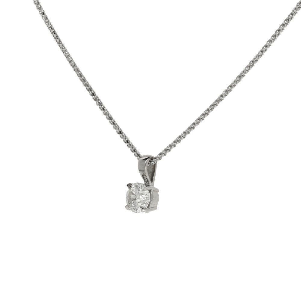 18ct White Gold Diamond Solitaire Pendant & Necklace - 0.53ct