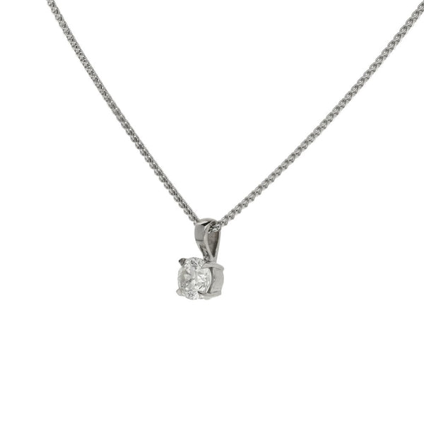 18ct White Gold Diamond Solitaire Pendant & Necklace - 0.53ct