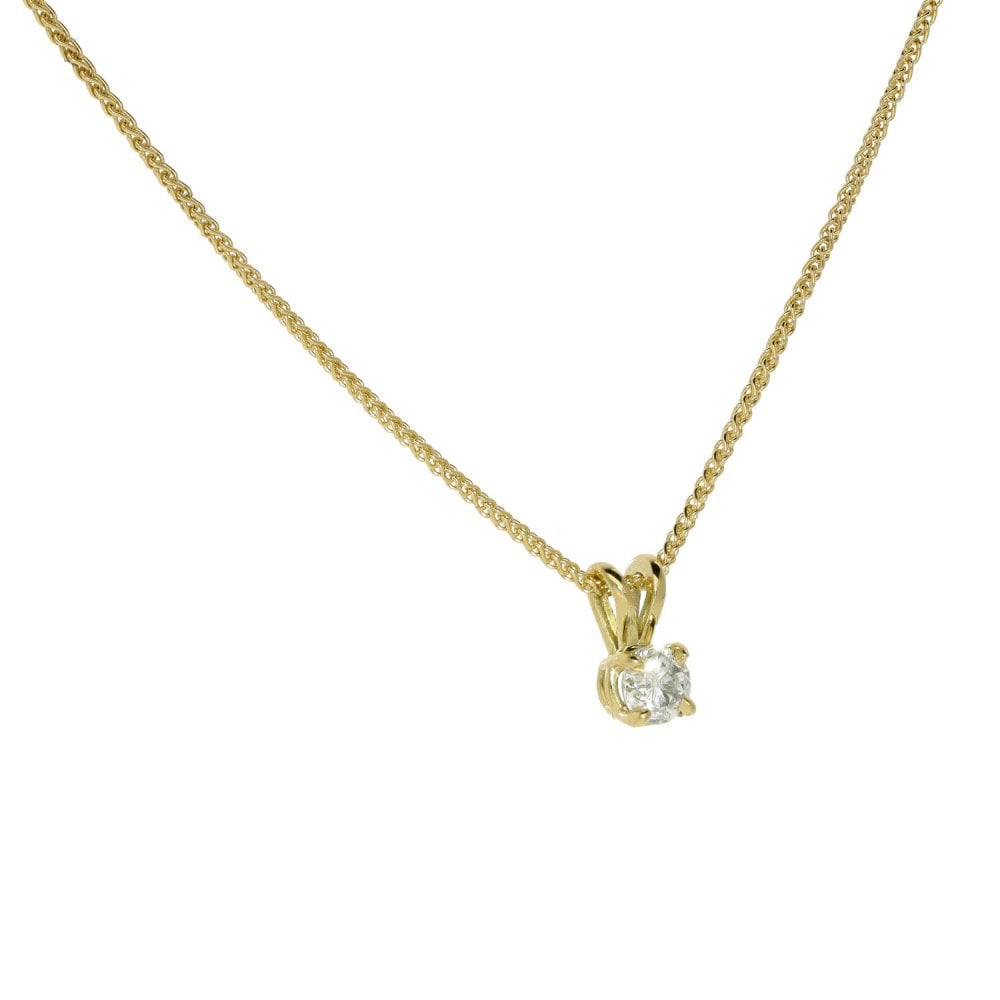 Ladies 18ct Yellow Gold 0.30ct Diamond Pendant & 18" Chain