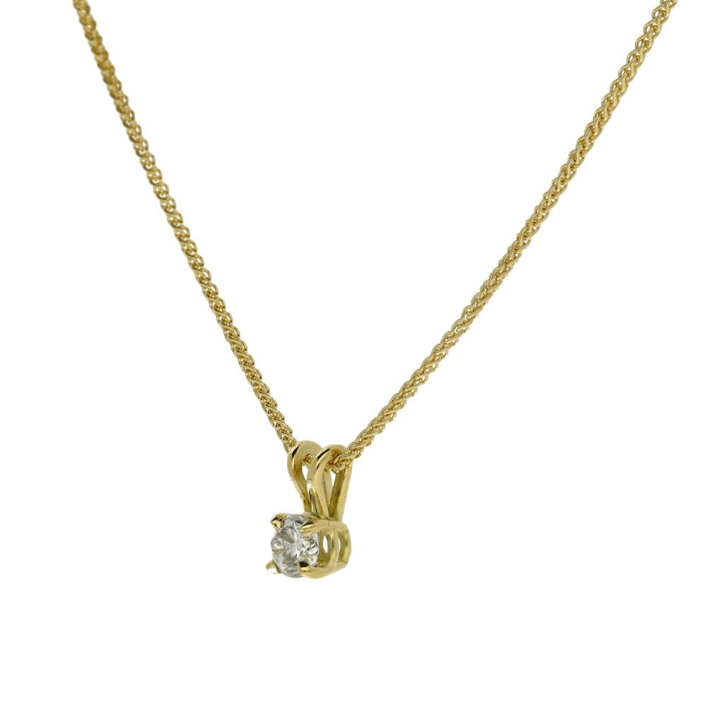 Ladies 18ct Yellow Gold 0.30ct Diamond Pendant & 18" Chain