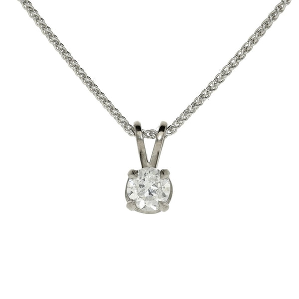 18ct White Gold Diamond Solitaire Pendant & Necklace - 0.40ct