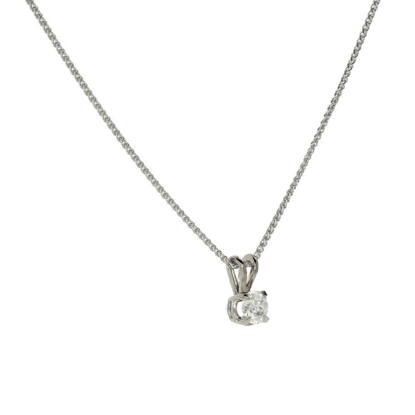 18ct White Gold Diamond Solitaire Pendant & Necklace - 0.40ct