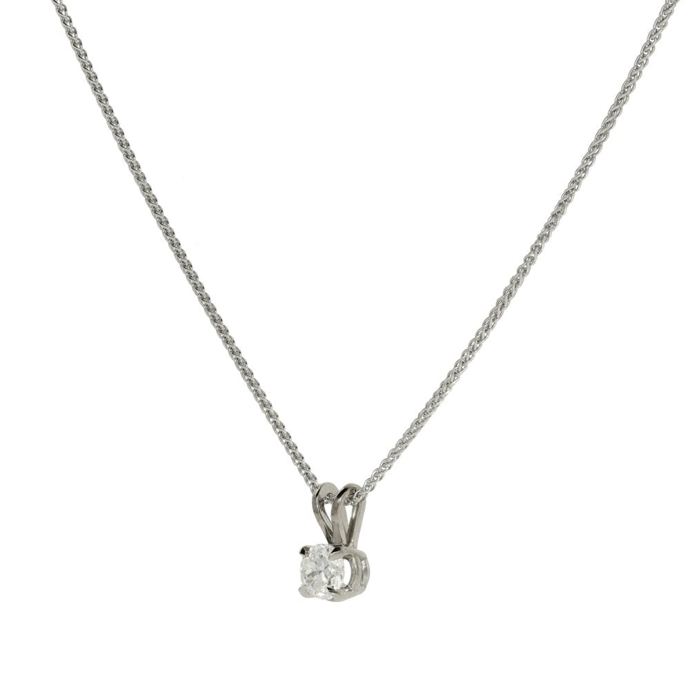18ct White Gold Diamond Solitaire Pendant & Necklace - 0.40ct