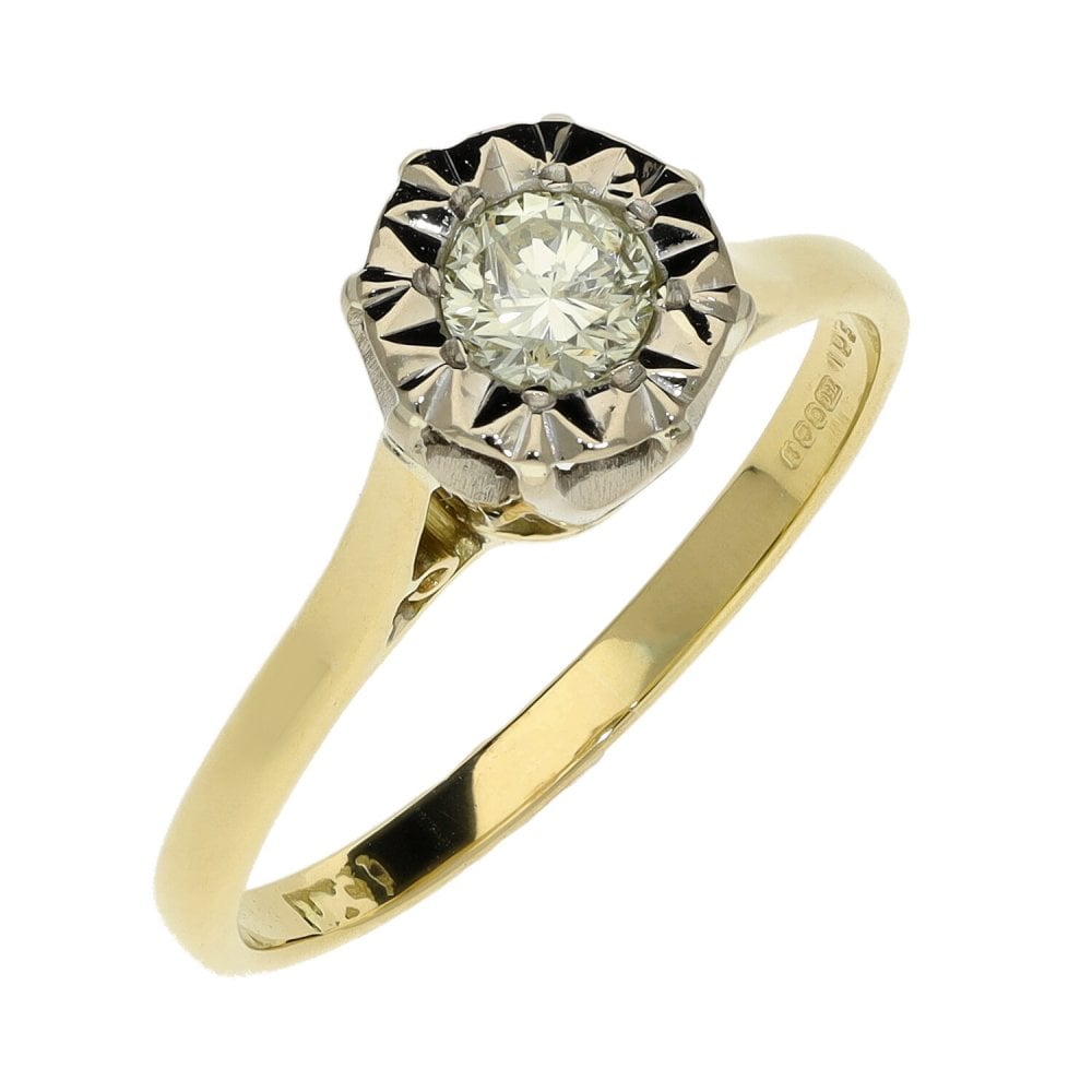 18ct Yellow Gold Illusion Set Diamond Engagement Ring - 0.30ct