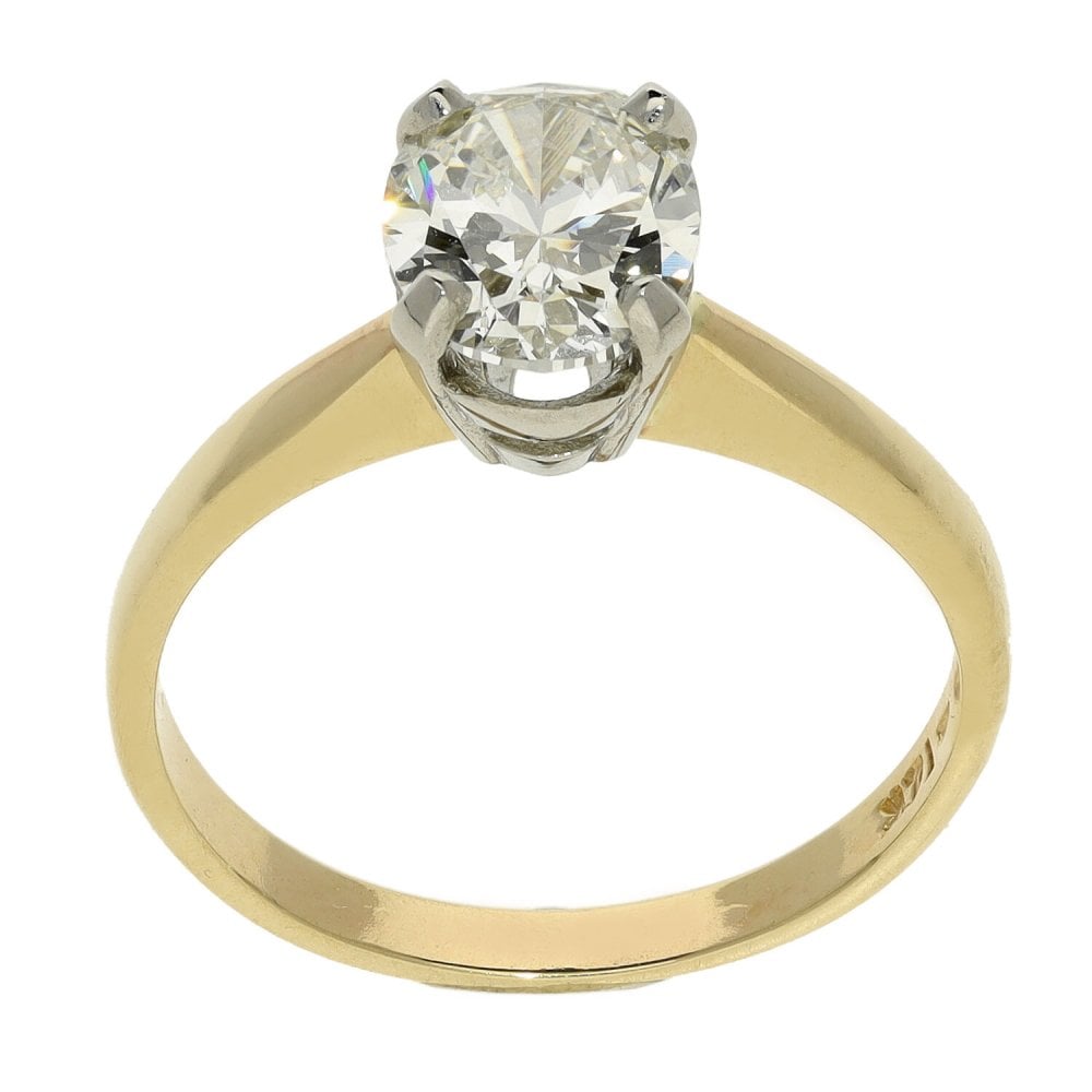 14ct Yellow Gold Oval Diamond Engagement Ring - 1.17ct
