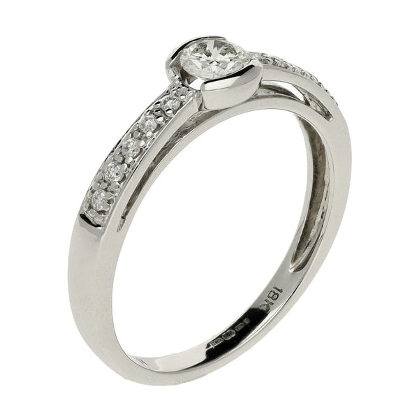 Ladies 18ct White Gold 0.21ct Diamond Ring - Size M