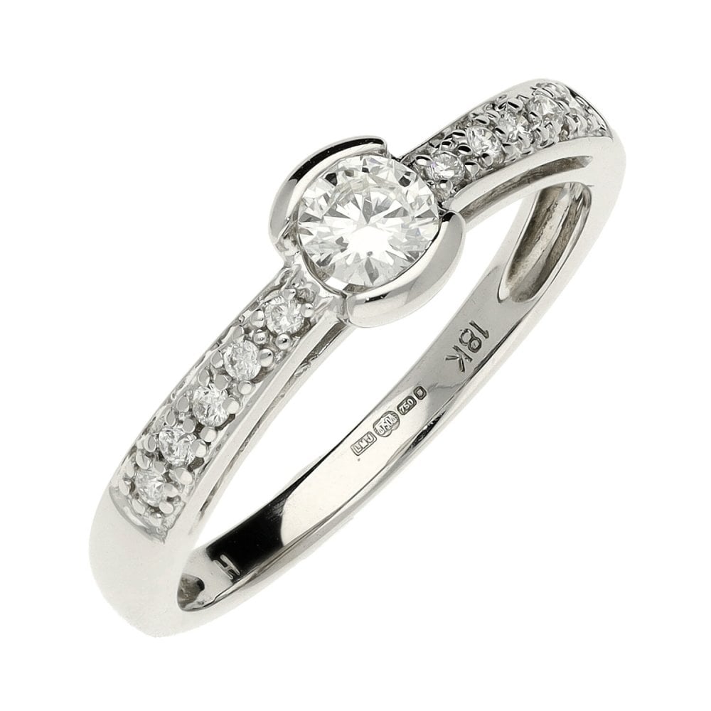 Ladies 18ct White Gold 0.21ct Diamond Ring - Size M