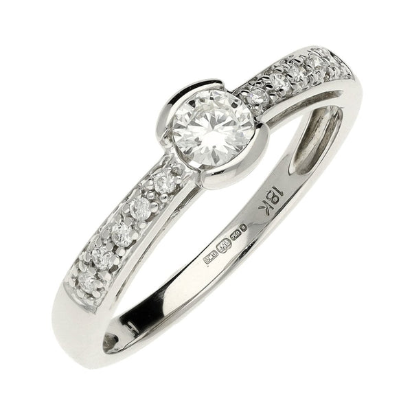 Ladies 18ct White Gold 0.21ct Diamond Ring - Size M