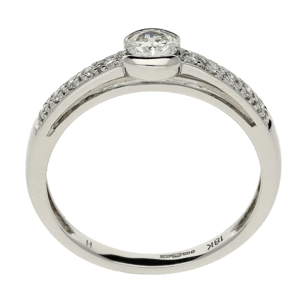 Ladies 18ct White Gold 0.21ct Diamond Ring - Size M