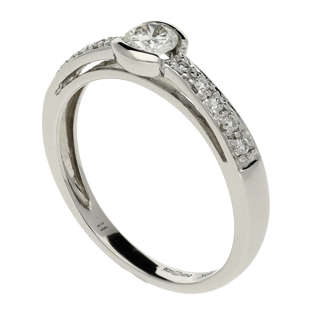 Ladies 18ct White Gold 0.21ct Diamond Ring - Size M