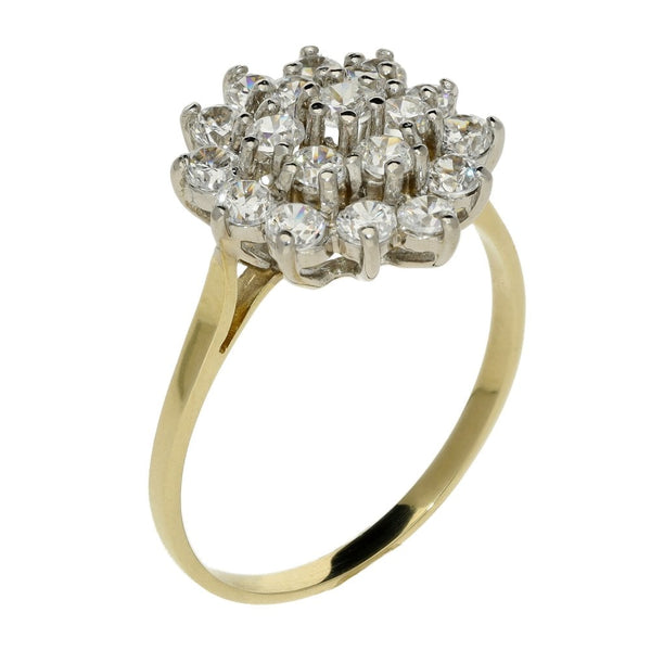 Ladies 9ct Yellow Gold Cubic Zirconia Cluster Ring - Size Q