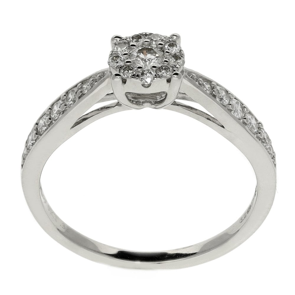 9ct White Gold Illusion Set Diamond Engagement Ring - 0.33ct