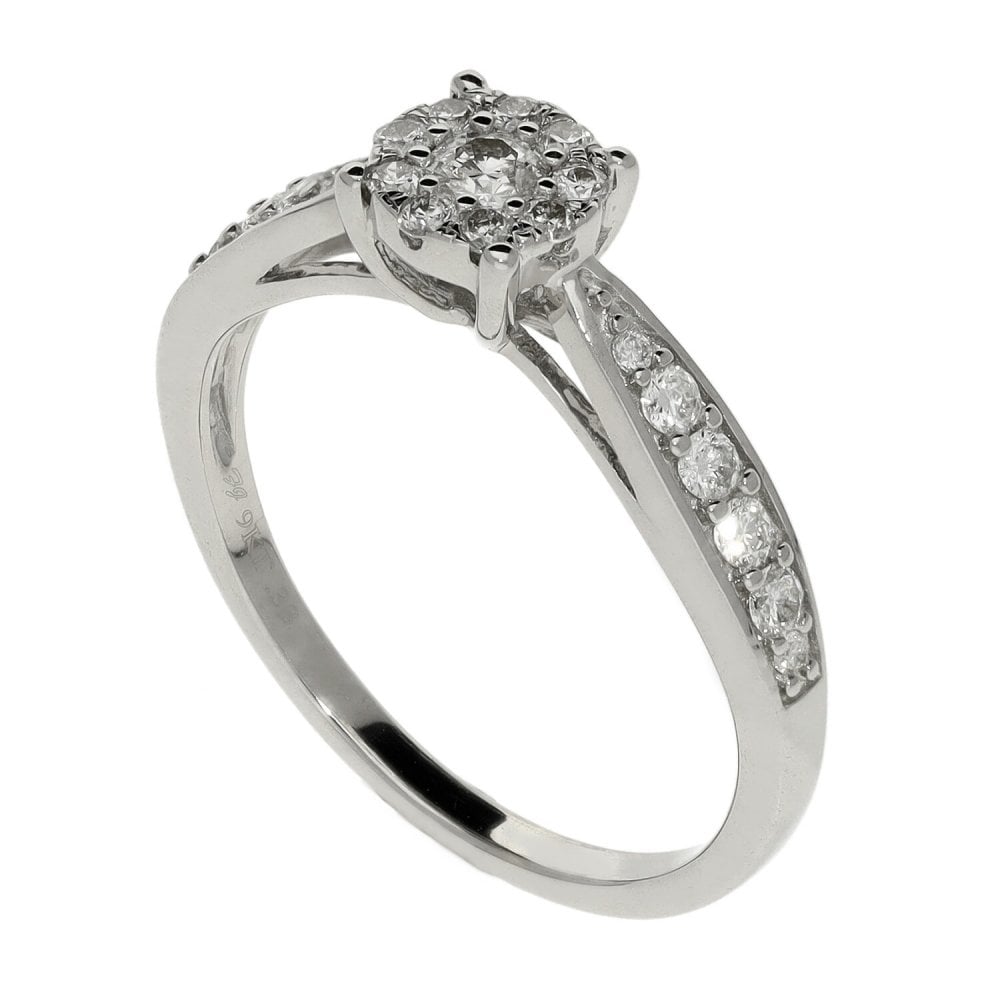 9ct White Gold Illusion Set Diamond Engagement Ring - 0.33ct