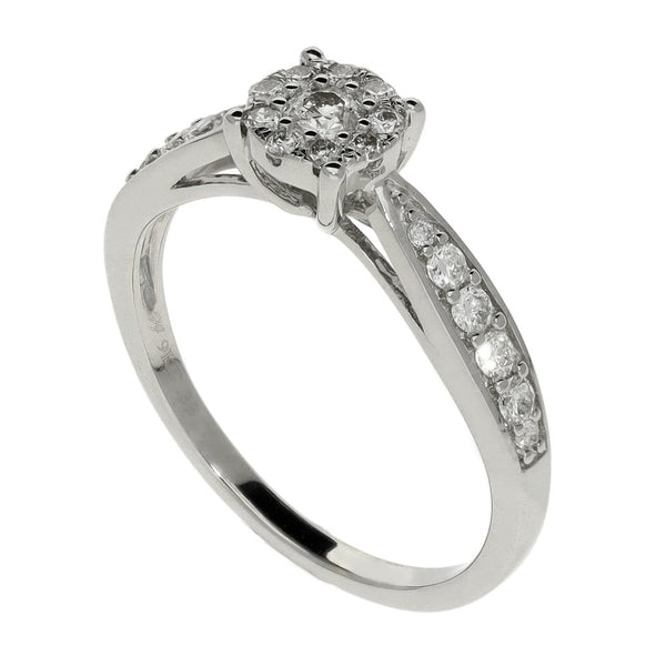 9ct White Gold Illusion Set Diamond Engagement Ring - 0.33ct