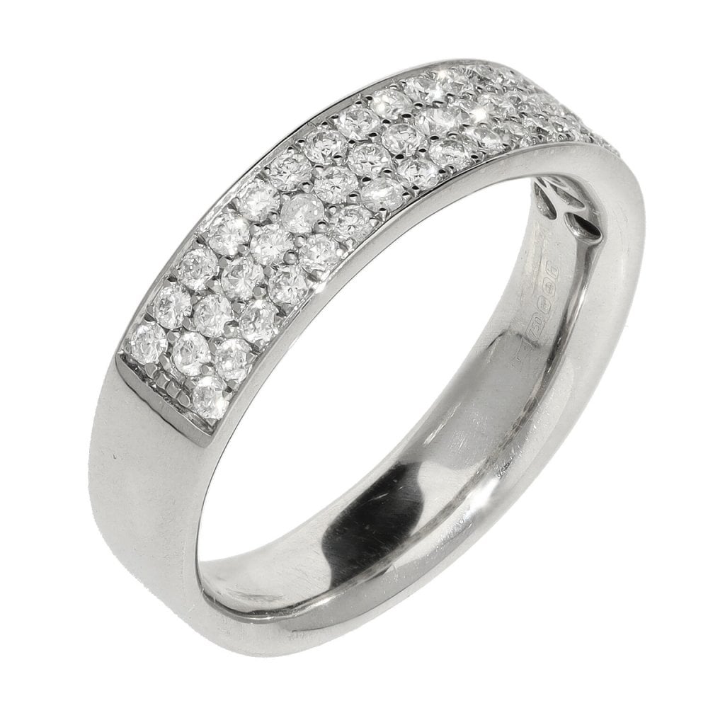 Ladies 18ct White Gold Pave 0.50ct Diamond Band Ring