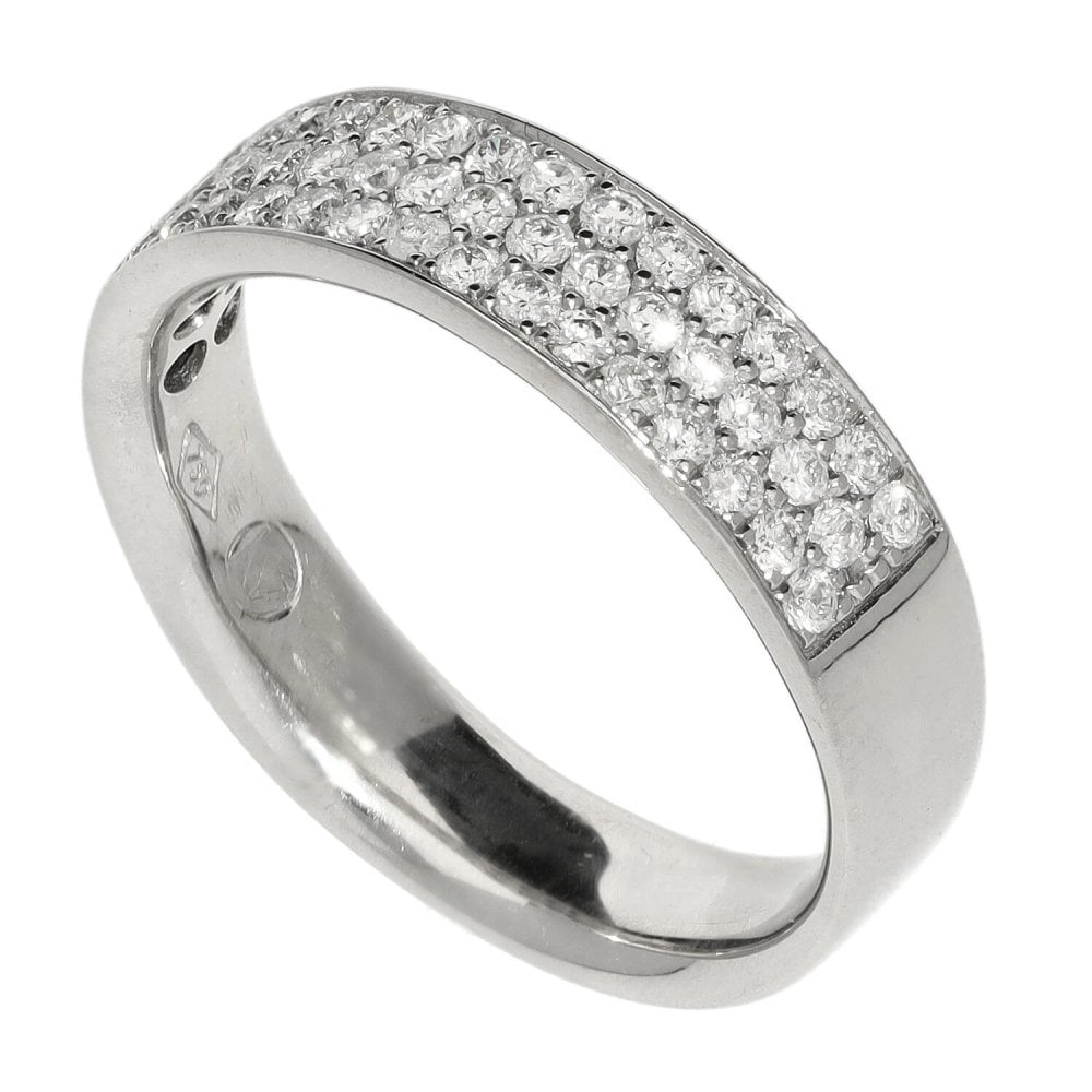 Ladies 18ct White Gold Pave 0.50ct Diamond Band Ring