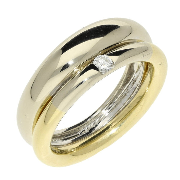 18ct Yellow & White Gold Diamond Set Double Band - Size L