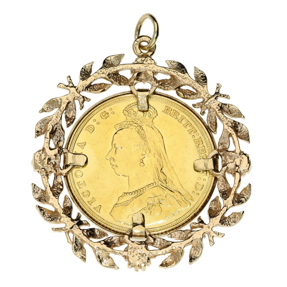 Yellow Gold 1887 Full Sovereign Coin Pendant - 12.7g
