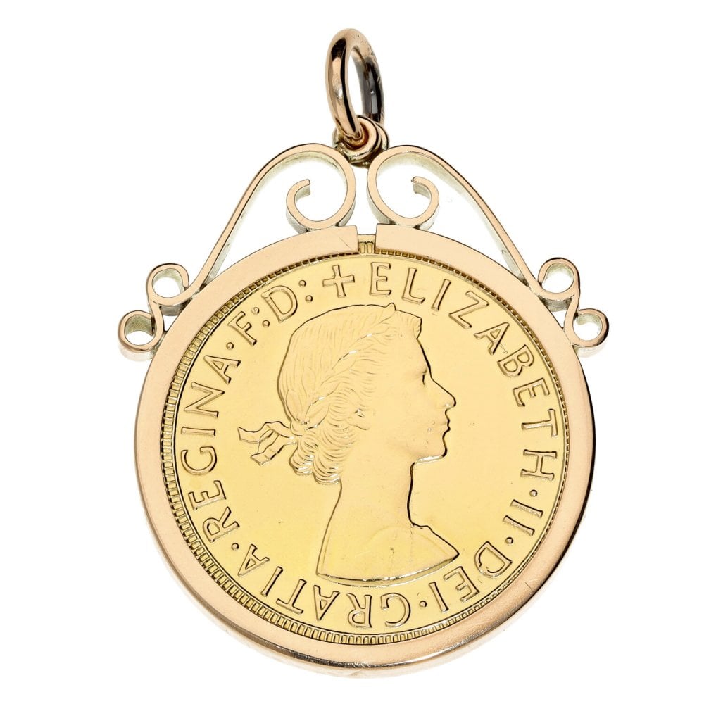 Yellow Gold 1957 Full Sovereign Coin Pendant - 9.9g