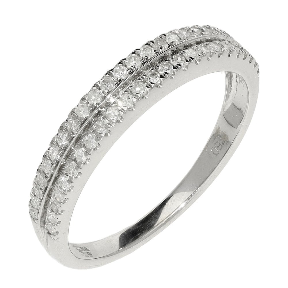 18ct White Gold Double Row Half Eternity Ring - 0.25ct