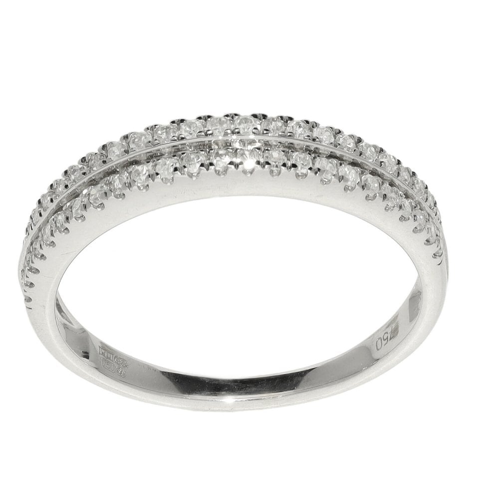 18ct White Gold Double Row Half Eternity Ring - 0.25ct