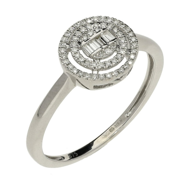 9ct White Gold Diamond Cluster Ring - 0.35ct