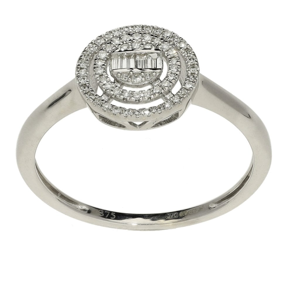 9ct White Gold Diamond Cluster Ring - 0.35ct