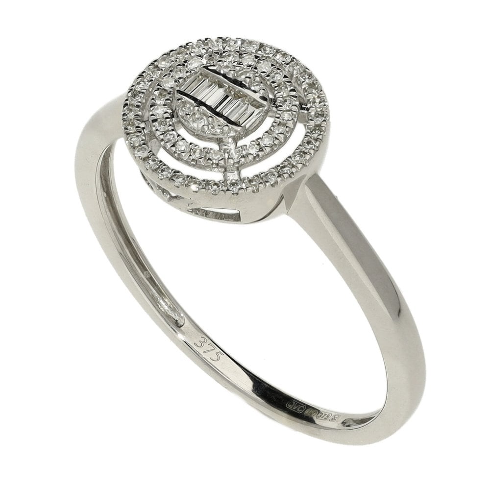 9ct White Gold Diamond Cluster Ring - 0.35ct